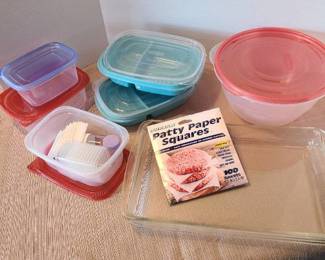 Pyrex 9 x 13, reusable storage containers, patty paper squares