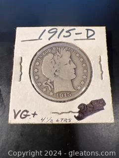 1915 D Barber Half Dollar