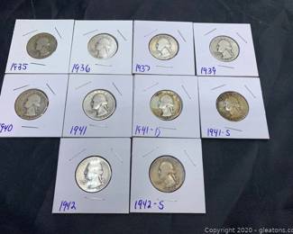 Set of Near Possibly Uncirculated Silver George Washington Quarters