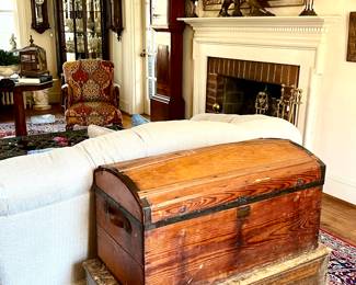 Awesome selection of old trunks, boxes, and suitcases