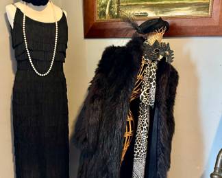 Original flapper dresses...FURS, Dresses, Dress forms, jewelry... 
