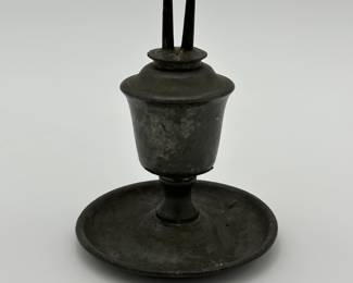 Early Pewter Double Whale Oil Lamp