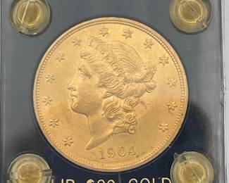 1904 $20 Liberty Head U.S. Gold Coin