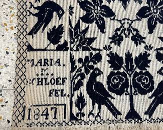 1847 Dated Blue and White Coverlet