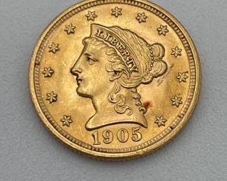 1905 Liberty Head 2 1/2 Dollar Gold U.S. Coin
