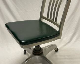 Industrial Metal Desk Chair with Green Vinyl Upholstery by Good Form