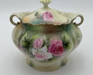 R.S. Prussia Floral Cracker Jar