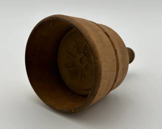 Round Wooden Butter Mold with Flower Design