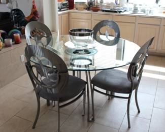 Custom glass top table with 4 chairs