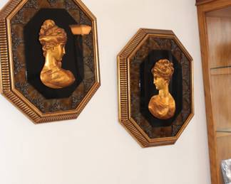 Gilt Art Noveau ladies - sold as a pair