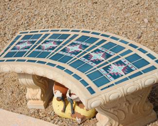 Decorative tile patio bench