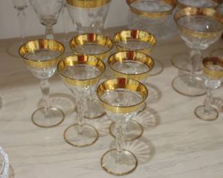 Gold rimmed vintage glassware
