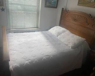 Solid Oak Twin Sleigh Bed. $550