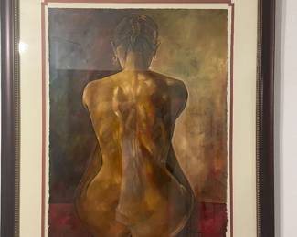 Michael Escoffery Original Watercolor. "The Back" 2004 Matted, Glass Covered with Hardwood Frame. $3,500