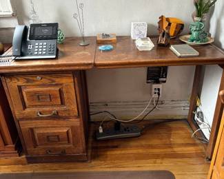 Vintage Oak Desktop that rests Oak 2 Drawer File Cabinet. Together$300. Separate $200 for each piece