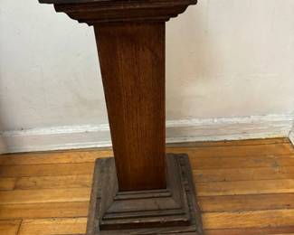 Antique Oak Pedestal Stand : Elevate your treasures with this handcrafted stand $400.