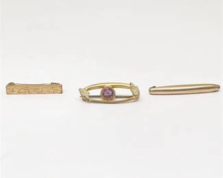 Lot 014  
Antique Gold Collar Bar Pins, Collection of Three (3)