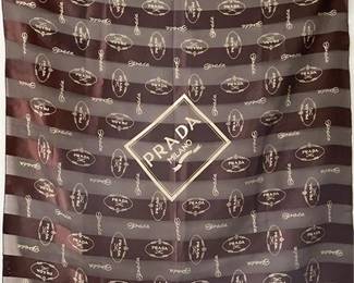 Lot 038   
Vintage Prada Milano Logo Brown Silk and Chiffon Scarf