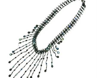 Lot 090  
Iridescent Black Bead Bid Necklace
