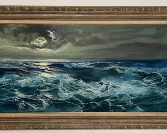 This painting is both calm and reflective, as well as turbulent.