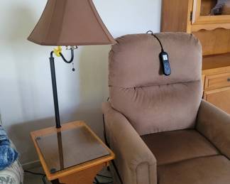 lift chair , magazine table with light 