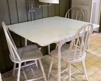 Vintage White Drop Leaf Dining Table Nook Table 