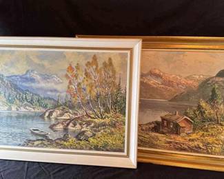 Two Pieces Of Vintage Framed Art oil From Norway