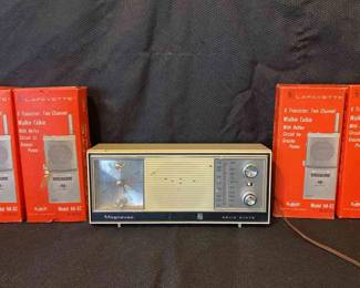 Vintage Lafayette Walkie Talkies Magnavox Radio Clock