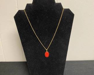 Red Flower Necklace And Earrings Set