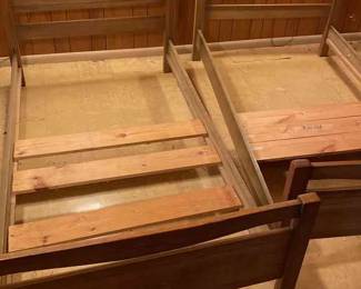 2 Wooden Twin Beds 