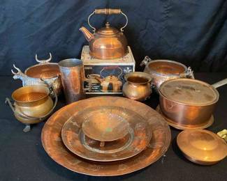 Assorted Vintage Copper Pieces Revere Ware, Turkey, 