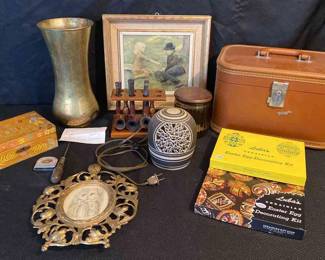 Vintage Collectables TravelJoy Suitcase, Ukrainian Easter, Brass, Pipes 