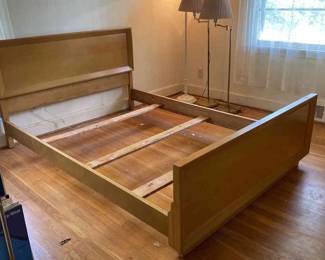 Authentic Mid Century Modern Full Size Wooden Bed Frame 