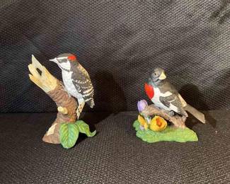Lenox Birds Downy Woodpecker And Rosebreasted Grobeak