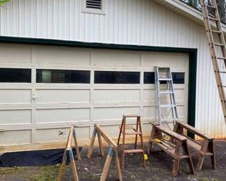 Building Lot Saw Bucks  Extension Ladder And More 