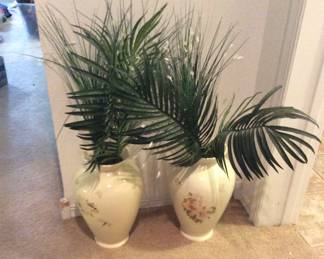 Artificial plants in vases