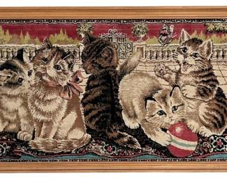 Framed Cat Needlepoint