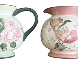 Two Large Floral Pitchers