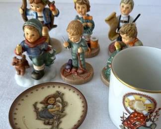 Assorted Goebel figures, plate and cup