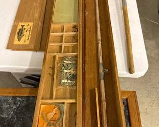 Vintage fly fishing box and contents