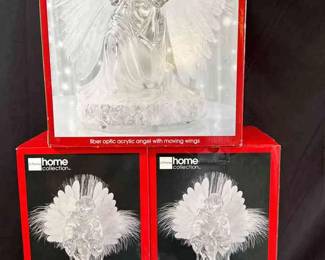 Fiber Optic Angel With Moving Wings * 2 Lighted Acrylic Praying Angel * 2 Angel Candlesticks
