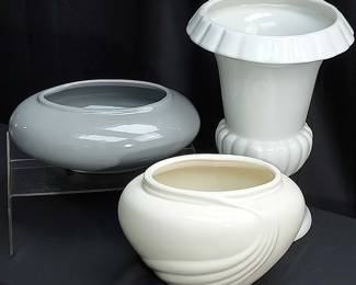 3 Ceramic Vases * Haeger Cream Colored Vase (1) * White & Light Gray (1 Each)

