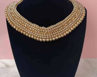 Vintage Champagne Beaded Collar
