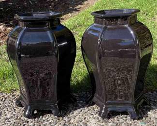 2 Large Urn Vases In Black
