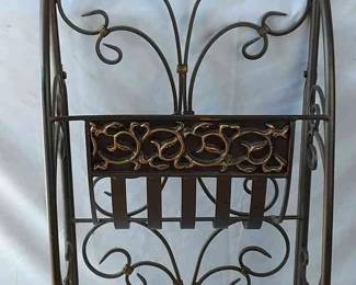 Metal Magazine Rack - 2 Tiered * Gunmetal Base Color With Gold-Toned Accents
