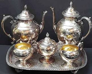 William Rogers 6-piece Silver Plated Tea & Coffee Set * Tray Added
