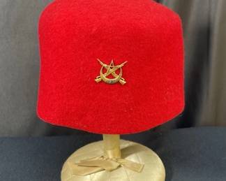 Red Felt Military Fez Hat
