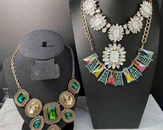 Variety Of New Oversized Faux Jeweled Necklaces
