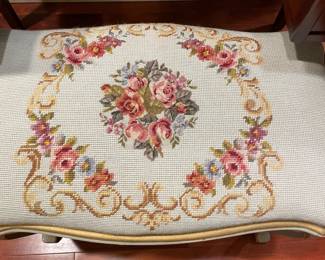 Needlepoint bench for vanity or seating