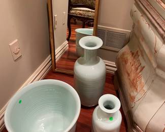 Ceramic vases and towel holder (mirror sold)